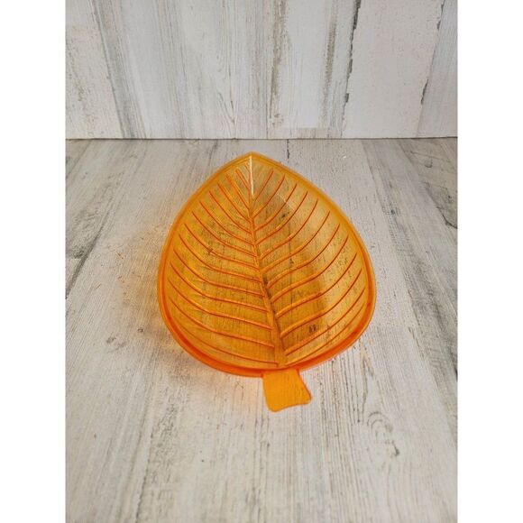 Orange fall leaf plastic table top bowl decor - Picture 2 of 5